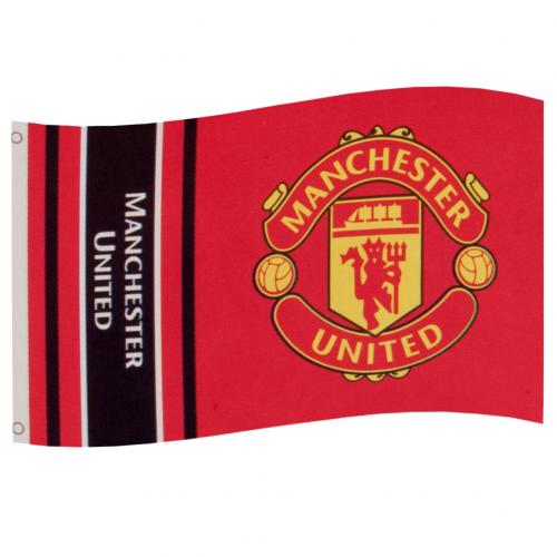 Manchester United - Wordmark Stripe Flag