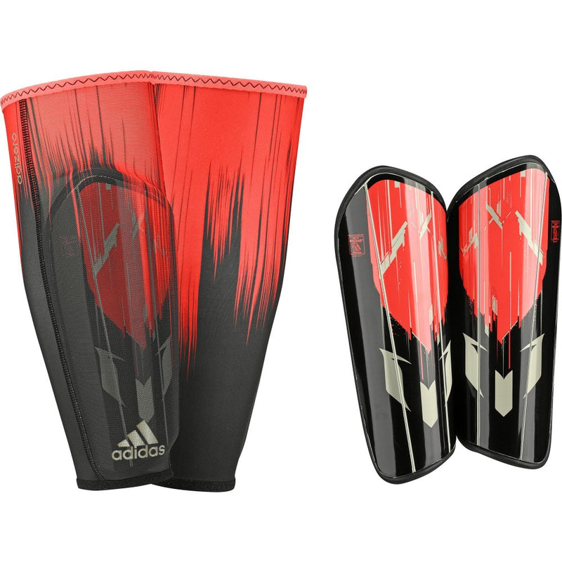 Messi 10 Pro Shin Guard - Solar Red/Core Black/Dust Metallic
