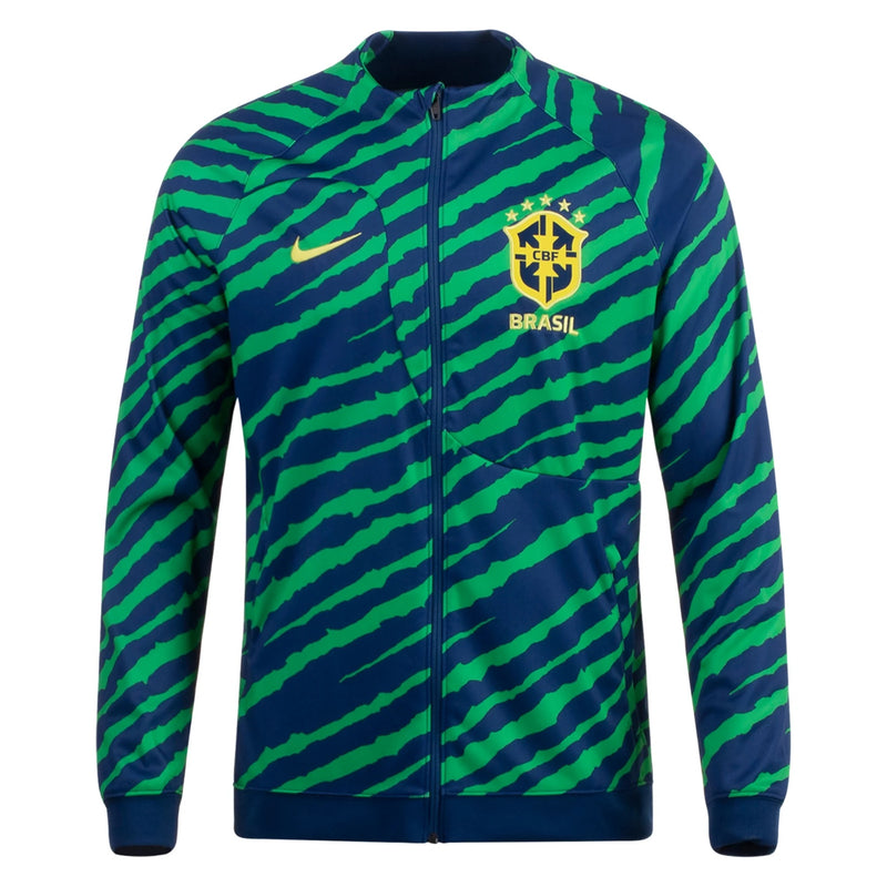 Brazil Academy Pro Full-Zip Knit Football Jacket - Coastal Blue/Light Green